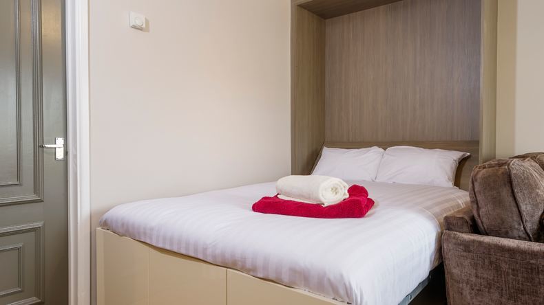 Silver apartment double bed fold down