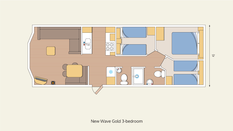caravans new wave gold 3 bedroom