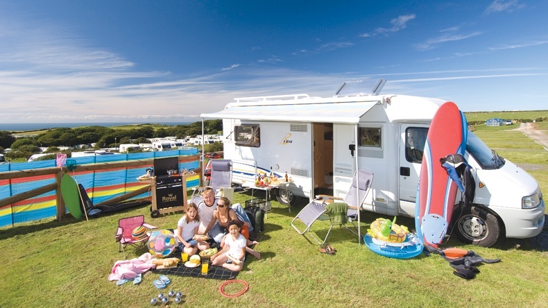 Electric Motorhome Grass Touring Pitch Twitchen House Woolacombe